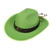 Unisex Western Cowboy Hat Wide Brim Roll‑Up Brim Double‑Top Felt Fedora Hat,10 Colors,Multiple Optional Detachable Hat Bands