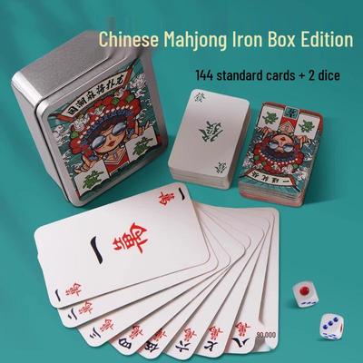 Waterproof Mini Mahjong Playing Cards: 144-Piece Set, Wear & Fold-Resistant, Unbreakable, Portable Paper Cards.