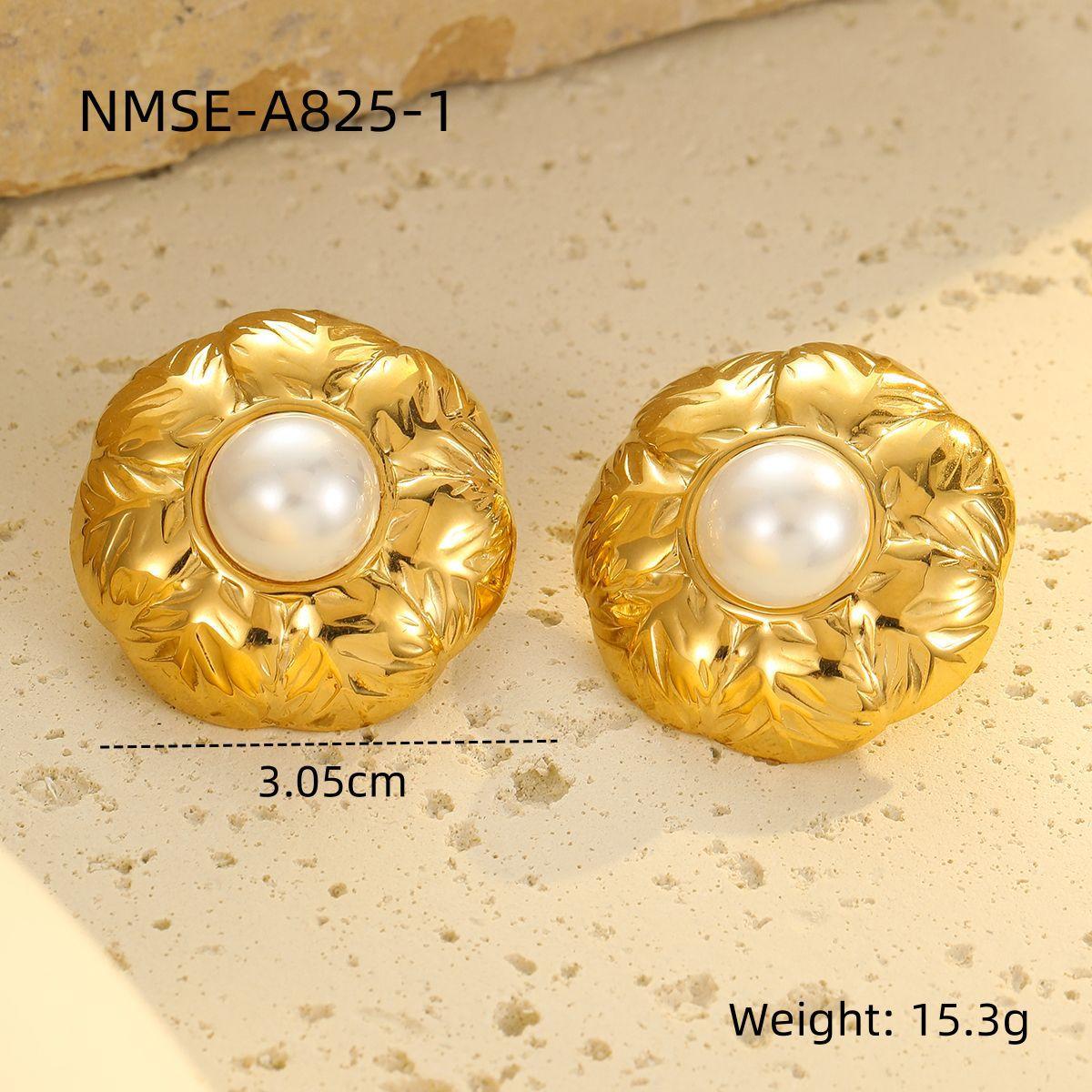 GEMCHIC Women s 18k Gold Titanium Steel Petal Pearl Earrings