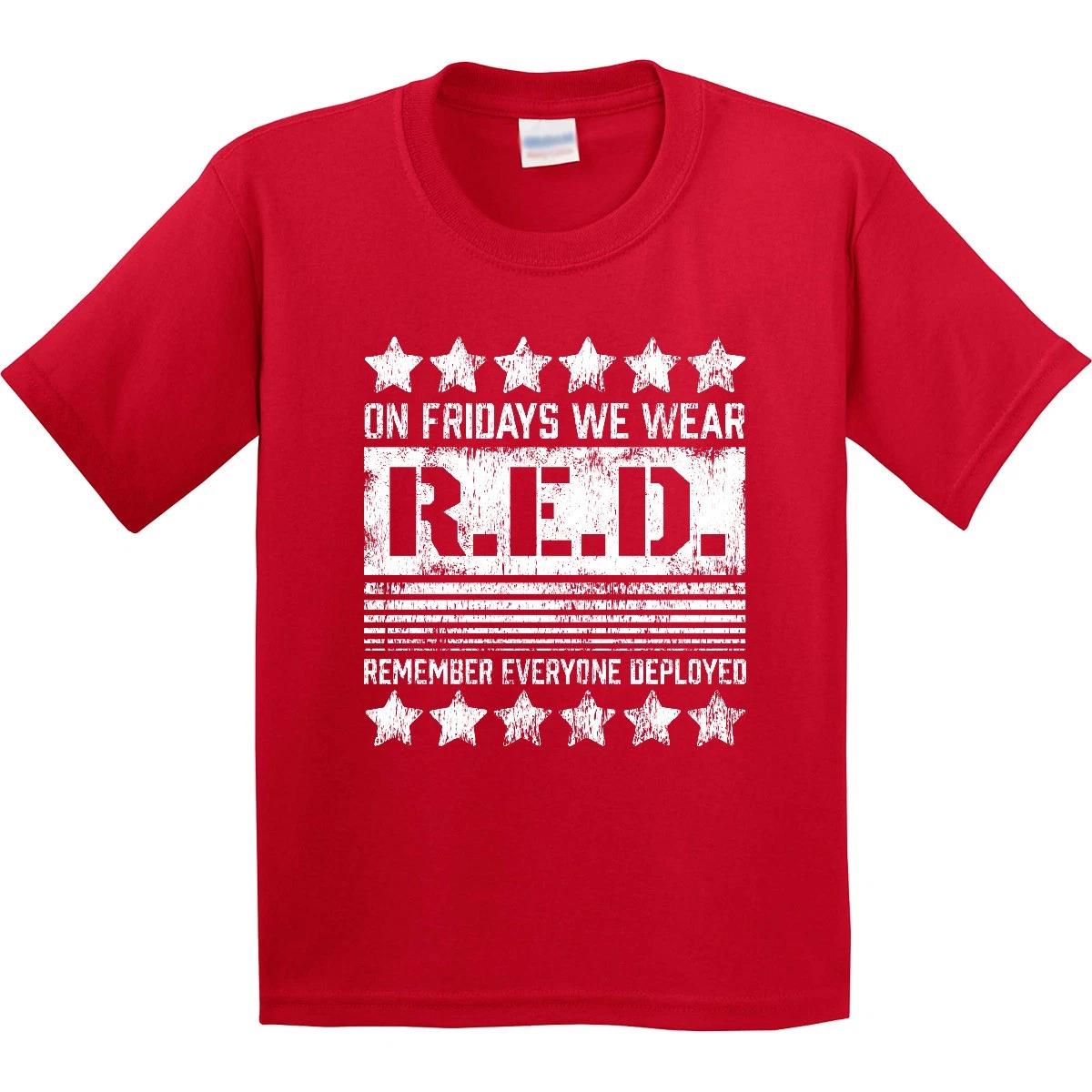 Inktastic On Fridays We Wear R.E.D.- Remember Everyone Deployed Youth kids boys T-Shirt 140