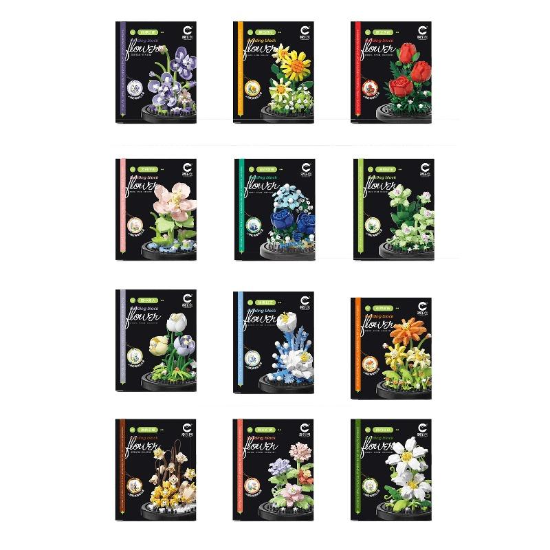 Creative Building Blocks Eternal Flower Bouquet DIY Assembly Mini Bricks Valentine Gift for Kids Birthday Present