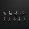 16G Stainless Steel Moon & Snake Nose and Lip Piercing Studs