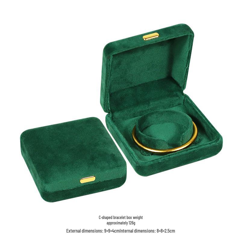 Caixa de Joias de Veludo com Fivela Dourada e Cantos Arredondados para Anéis, Colares e Pulseiras