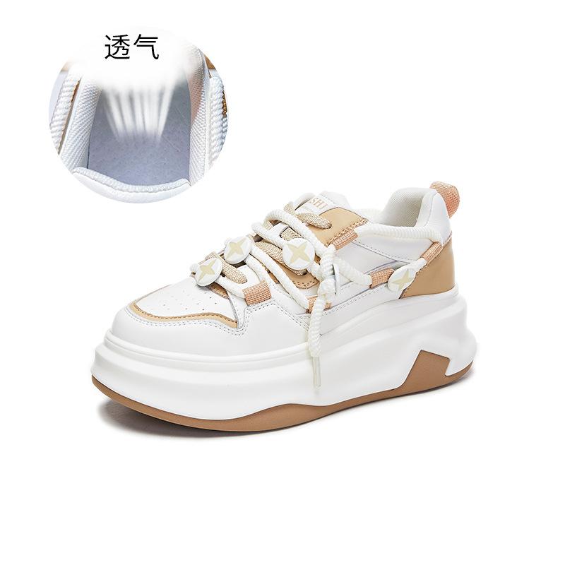 Absorbent sole leather little white shoes women's 2025 spring new platform bread shoes casual board shoes women's versatile women's shoes tide