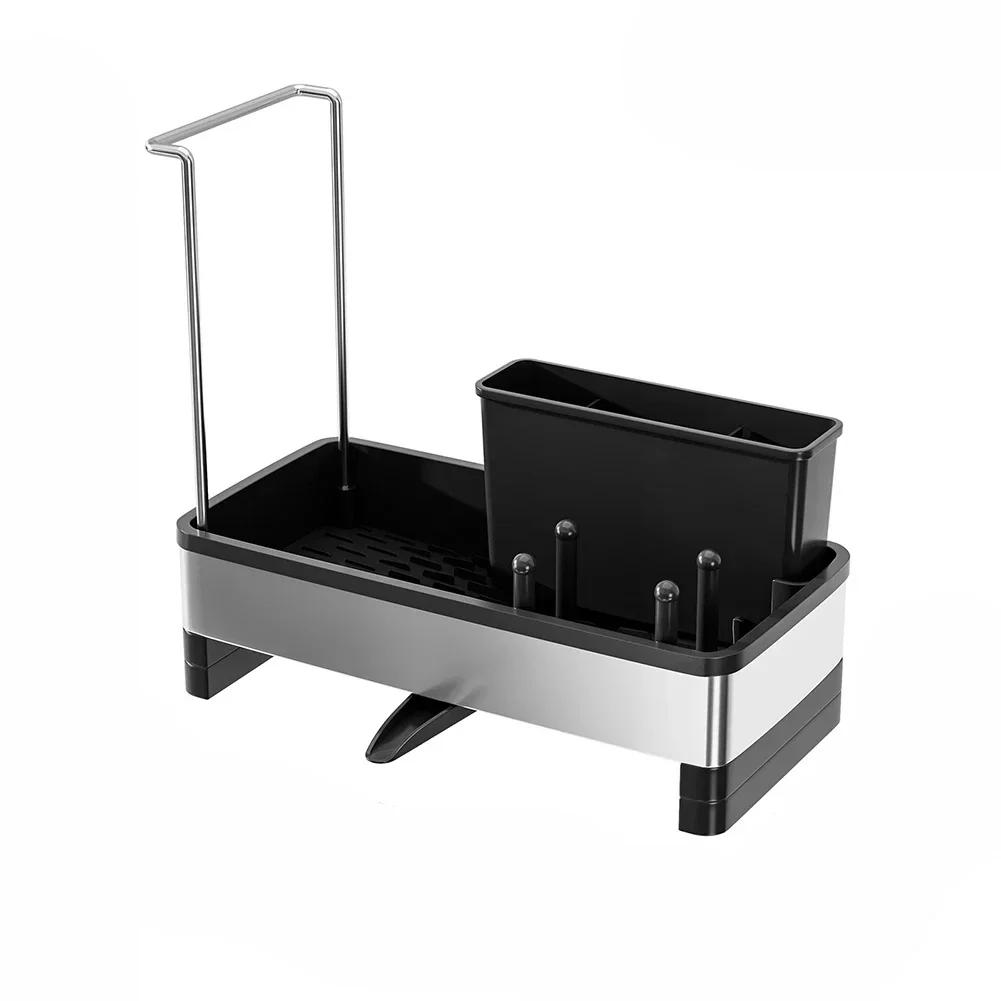 Countertop Storage Rack Space-Saving Stainless Steel Kitchen Sink Organizer Efficient Drainage Multi-functional Storage Tool