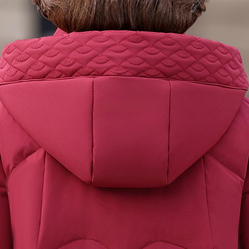 Middle Age Women Winter Down Coats Vintage Parkas Hooded Plus Size Elegant Thick Warm Down Jackets Woman Outerwears