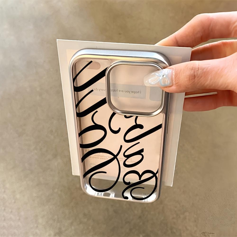 Black Art Logo Simple Electroplating Transparent Phone Case Suitable for iPhone 17 16 15 14 13 12 11 Pro/Max/Plus Anti Drop