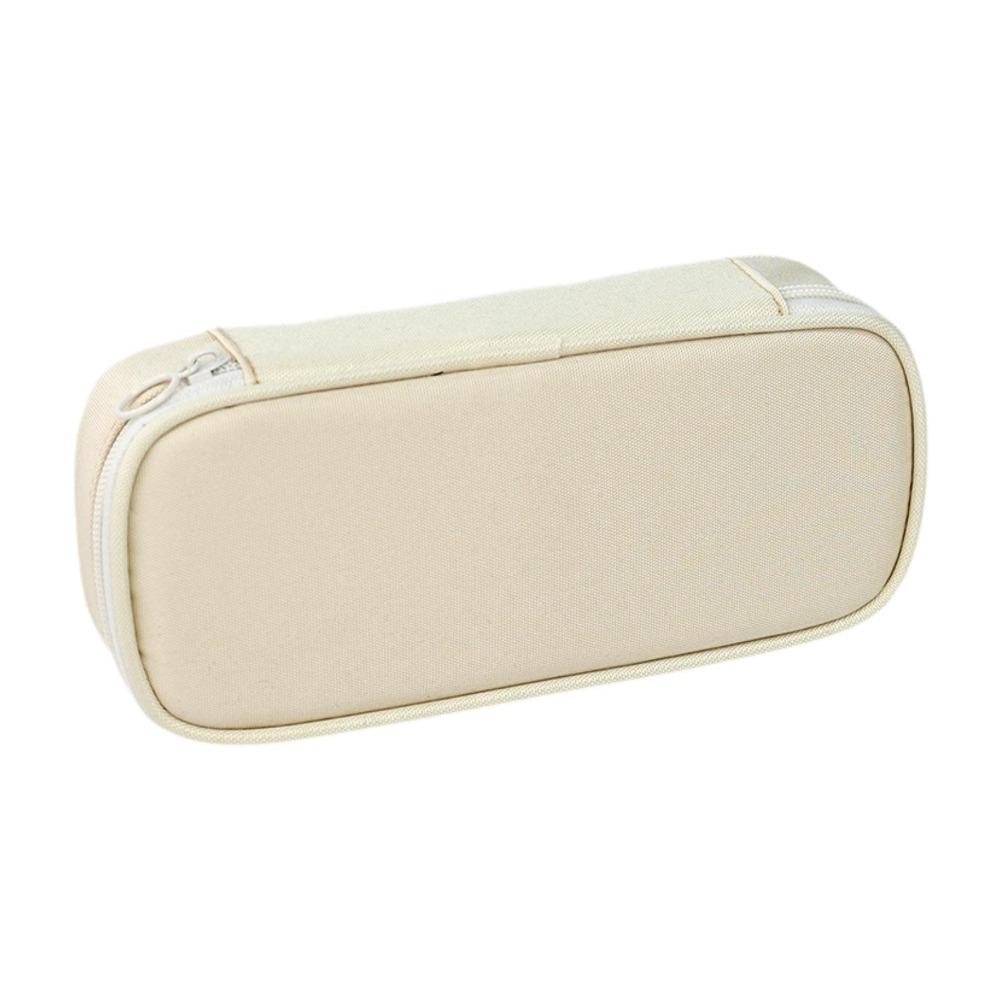 Zippered Minimalist Pen Bag Large Capacity Stationery Organizer  Journaling Supplies бежевый