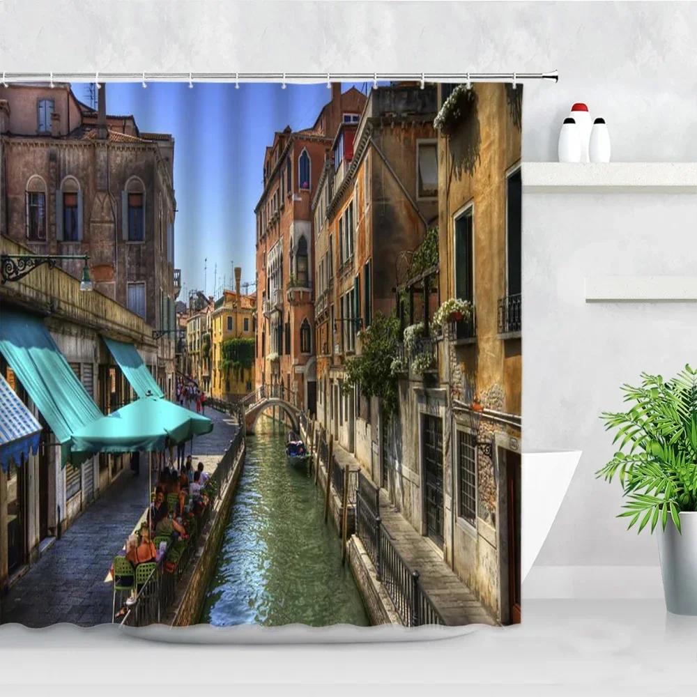 Black White New York City Scenery Shower Curtains Set 3D Building Home Wall Backdrop Decor Nordic Polyester Bathroom Bath Screen