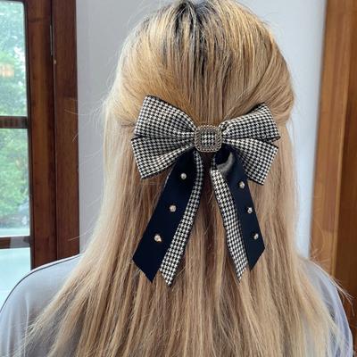 Korea Double-layer Thousand Birds Hair Clip  Accessories Elegant Rhinestone Pattern Bow Pin Women Girls Back Spring Grip