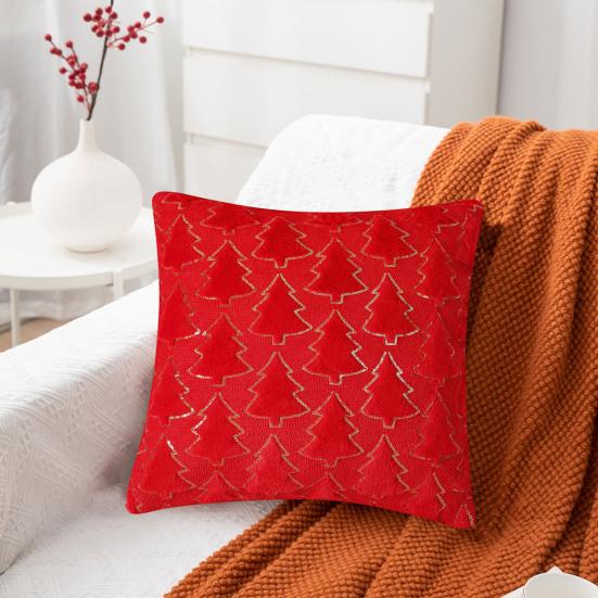 Throw Pillowcase Sequin Christmas Tree Pattern Hidden Zipper Closure Pillow Cover Bedroom