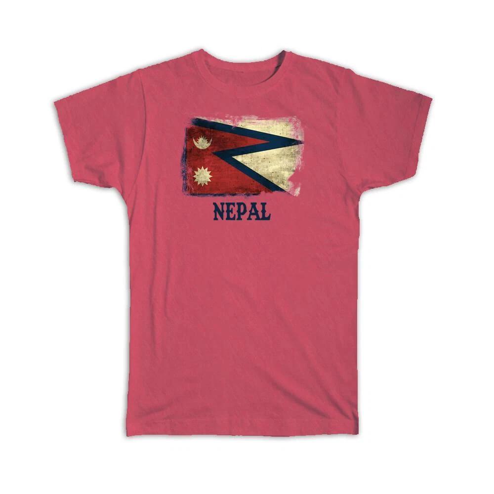 

Gift T-Shirt : Nepal Nepalese Flag Asia Asian Country Pride Souvenir Vintage XL