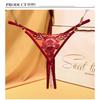 Black Temptation Diamond Thong Women's Perspective Embroidery Playable Beaded Crotch Free Sexy Panties 2270