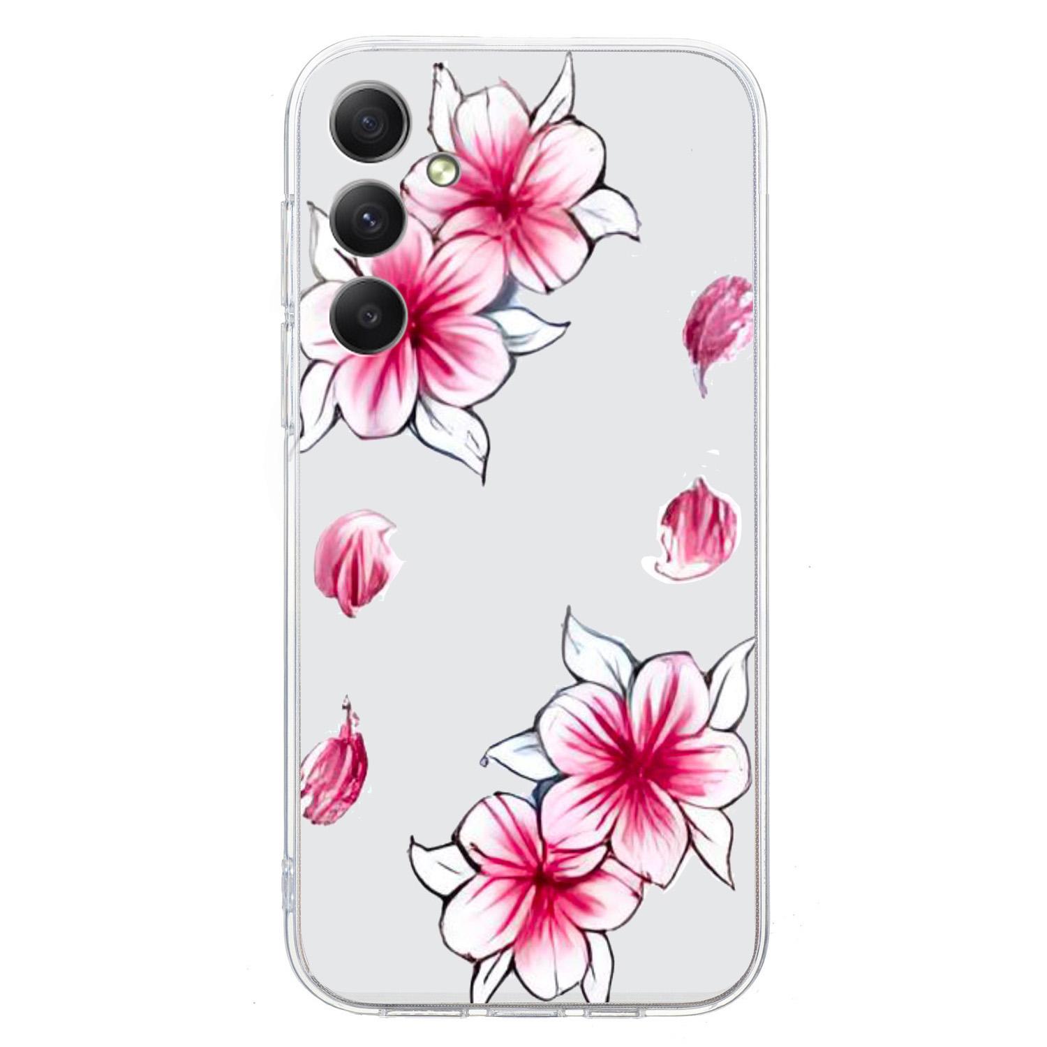 

For Samsung Galaxy S24 Case Flower Animal Pattern Soft TPU Phone Cover Cherry Blossom
