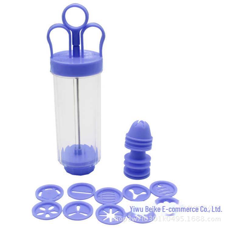 

Набір пістолетів для прикрашання печива та тортів зі змінними формочками та насадками для крему Standard decorating gun фіолетовий