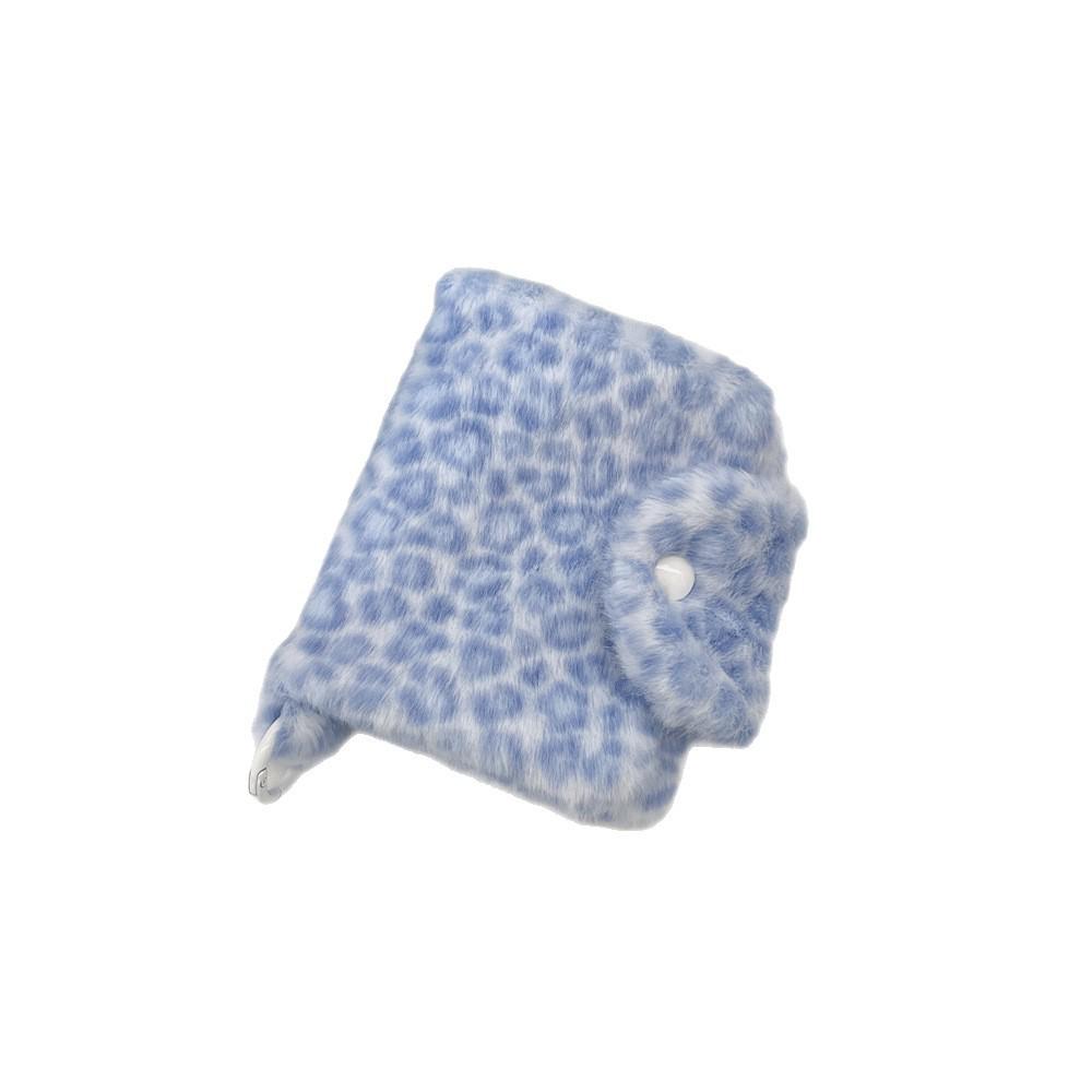 Pink Leopard Coin & Sundries Storage Bag - Cute Blue Plush Large Capacity Portable Card Holder