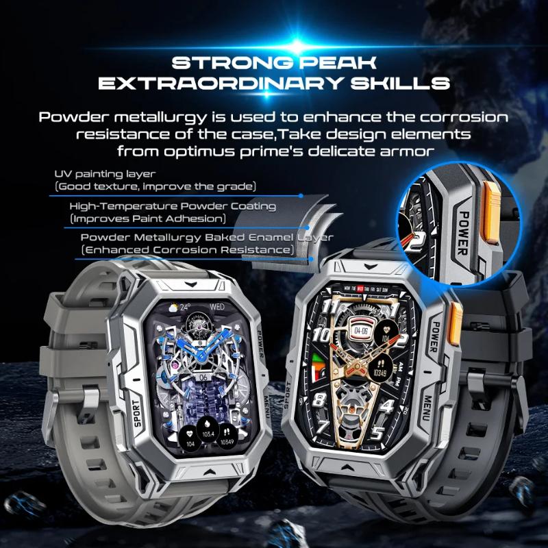 2025 New 1000mAh Battery Outdoor Smart Watch 2.13-Inch HD Screen Heart Rate Blood Pressure Waterproof Compass Sport Mode Smartwatch