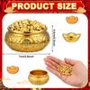 Golden Treasure Basin with 400pcs Ingot Yuan Bao Good Luck Wealth Prosperity Figurine for Home Office Decor Housewarming Gift
