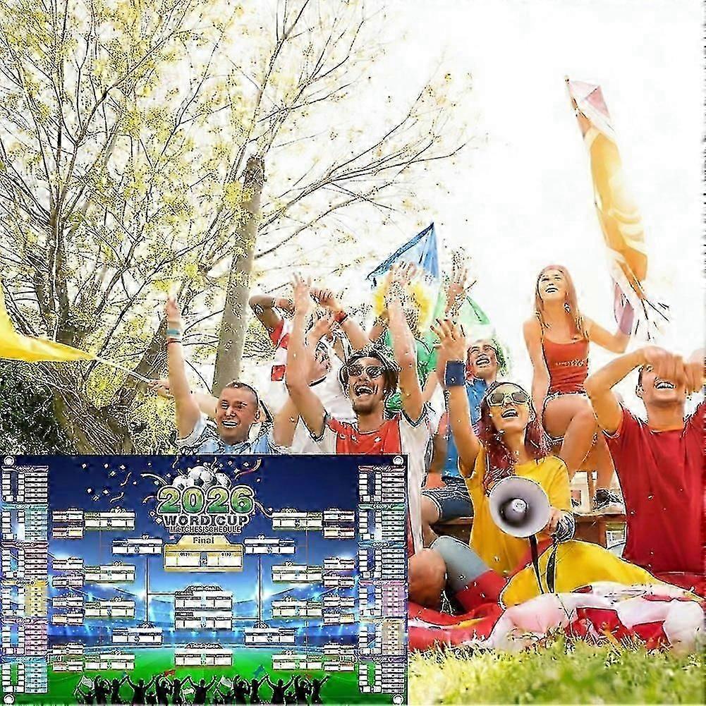 2026 World Cup Soccer Schedule Poster, Durable Fabric Tracking Chart for Fans