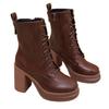 2025 Winter New Slimming Retro High-heeled Fashion Boots Women's Plus Size Thick Heel Side Zipper British Style Booties