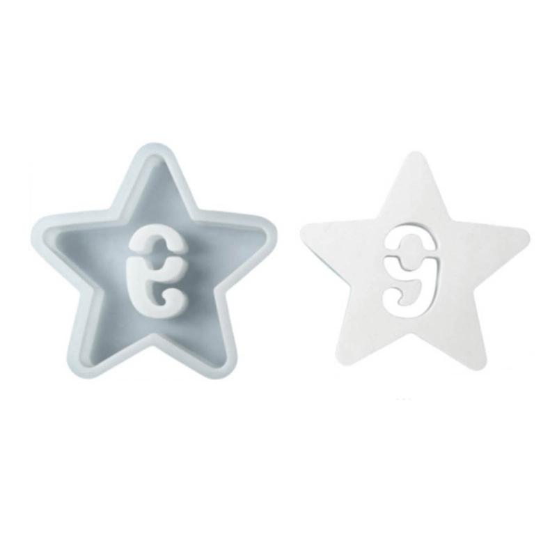 Hollow Number Silicone Molds Star Shape Castings Mould Epoxys Resin Mould DIY Baking Molds Candle Molds Home Decorations