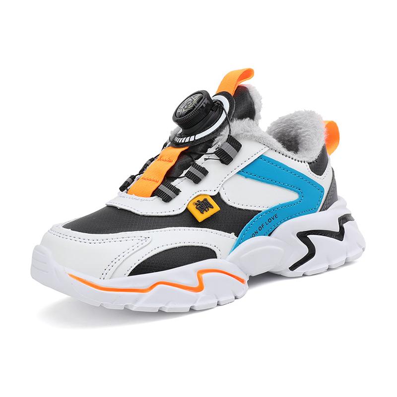 

Winter 2024 Children Casual Sports Shoes Brand Kids Leather Fashion Sneakers Boys Girls Non-slip Warm Snow Boots 28