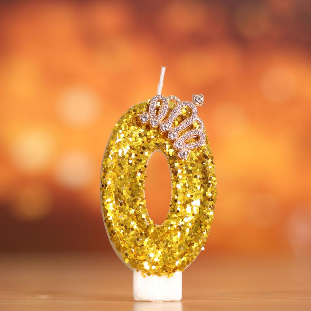 1pc Golden Crown Number 0-9 Cake Decor Candles for Birthday Wedding Anniversary Party DIY Cake Decoration Supplies