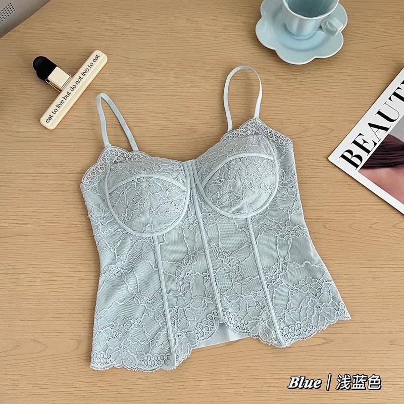 French Fishbone Lace Beautiful Back Sling Vest Thin Shoulder Strap Integrated Can Be Worn Outside Bra Versatile Slim and Thin Underwear