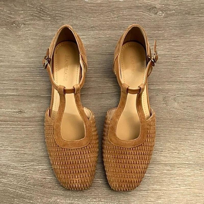 Fashion 2025 New Retro Woven Beautiful Roman Sandals Women's Mary Jane Block Heel Baotou Single Shoes