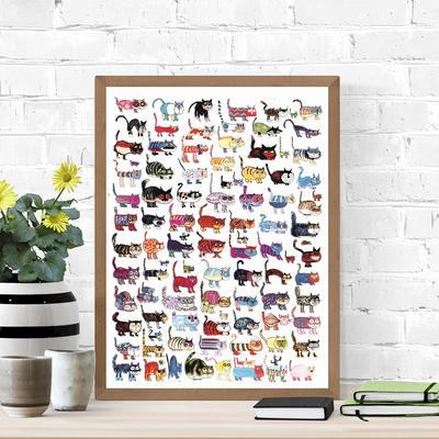 Retro ve İlginç 100 Kedi ve Fare Posteri Duvar Sanatı Boyama Tuval Poster