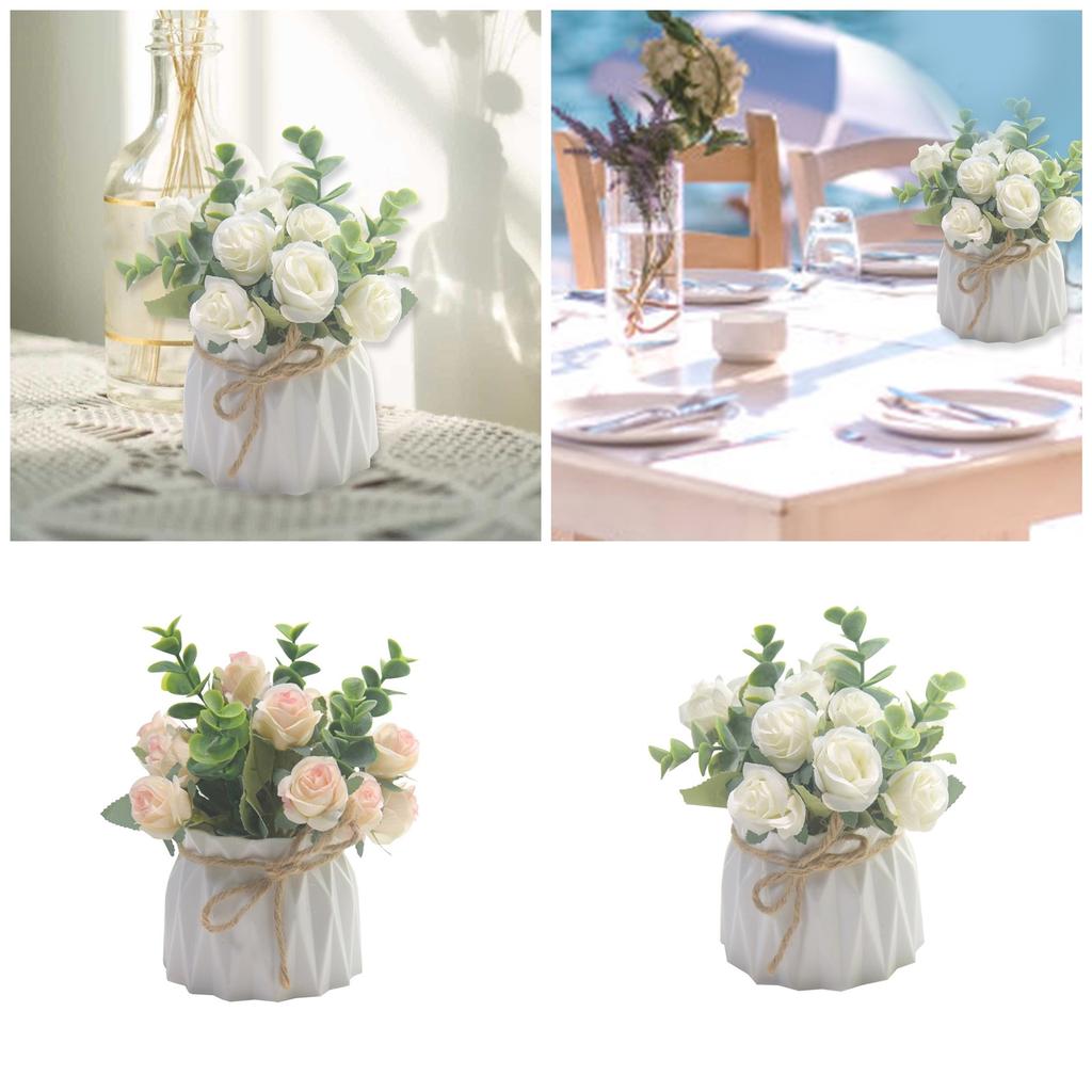 Faux Rose Flowers with Pots for Indoor Decoration Artificial Flower Potted Plant for Living Room Bedroom or Party Use