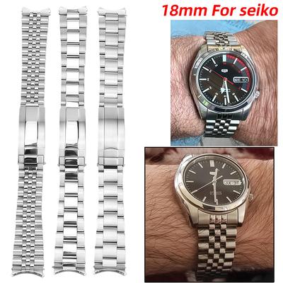 Gebogenes Ende 18mm Edelstahlarmband Für Seiko No 5 SNKL43 SNKL45 SNKL47 SNK361 SNK355 SNK369 Uhrenarmband Uhrenkette Zubehör