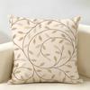 Minimalist Beige Vine Leaf Cushion Cover Durable Hypoallergenic Organic Linen Short Pillow Cover Washable