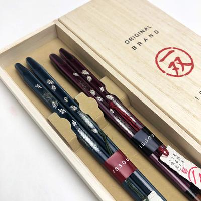 Yamaga Lacquerware Shop - Gift Chopsticks Set - Sakura Akari Design - Pair - Couple's Chopsticks - Made In Japan