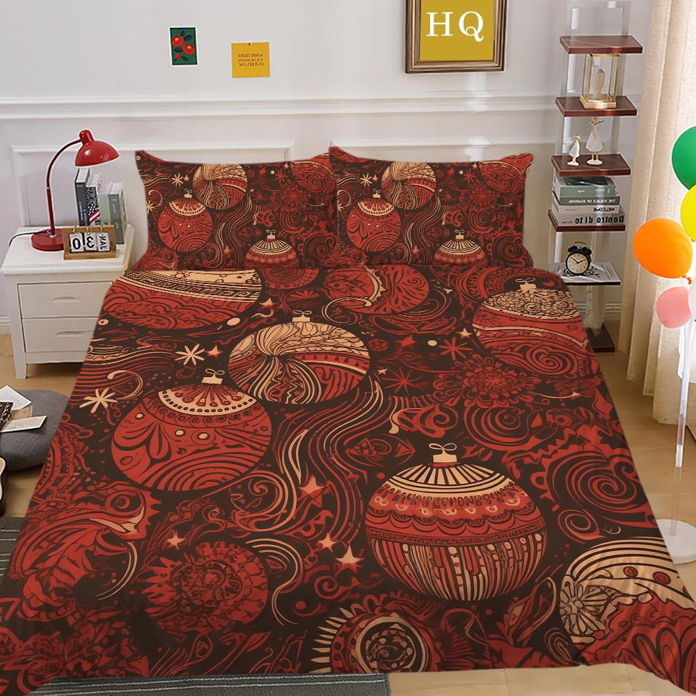 Microfiber Fabric Christmas Bedding Set Luxury HD Quilt Cover Pillowcase 2 or 3 AU/EU/DE/US Full Size Quick Drying Easy Cleaning Home Decoration