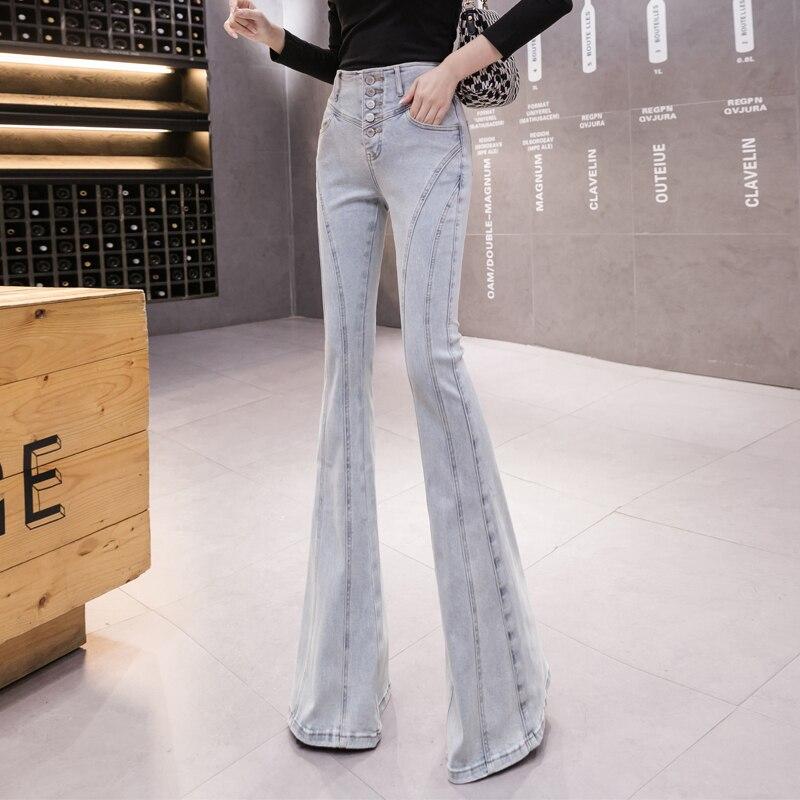 

Весна 2022, женские винтажные женские широкие джинсы с высокой талией, узкие женские джинсовые капри, расклешенные брюки, джинсовые брюки для мамы XXL светло-синий