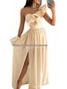 2022 Sleeveless Ruffle Hem Slit Dress - European & American Women's Style