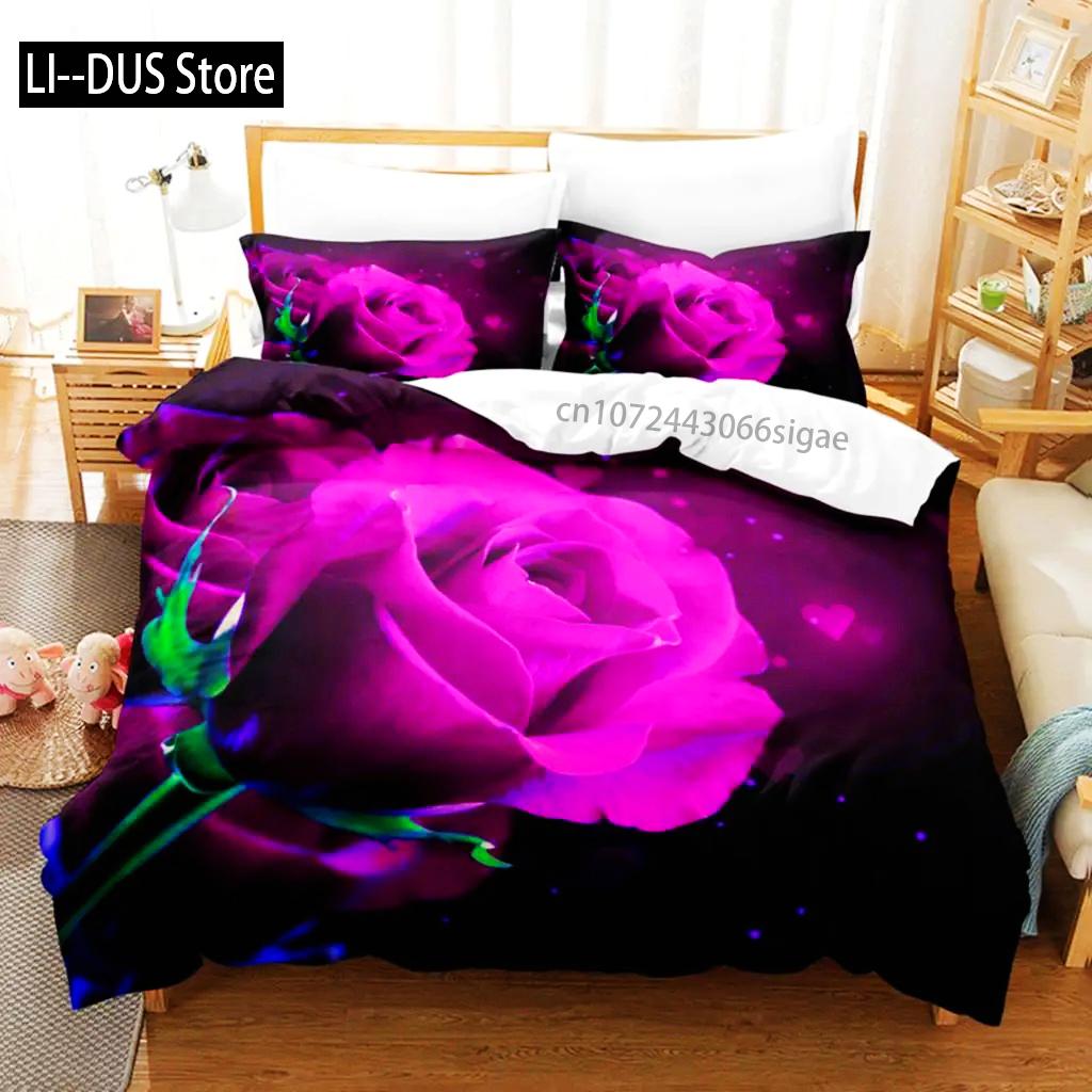 Red Roses Duvet Cover Set Queen Size King Full 3D Bedding Sets Flower Pillowcase Quilt Linens Single Double Bed 240x220 260x240