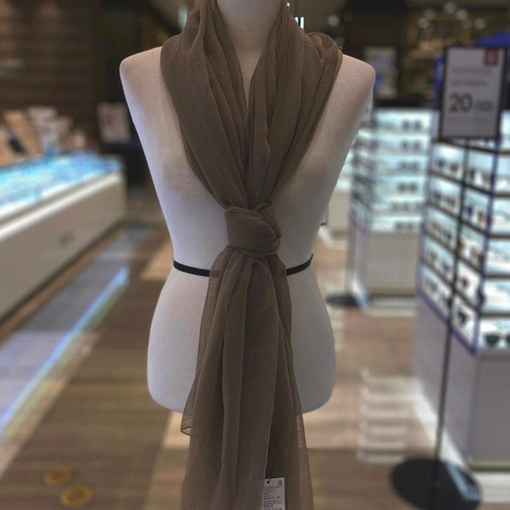 [MJ/Arnaldo Basini] See-through Long Scarf Beige, Black (ABSS-19117)