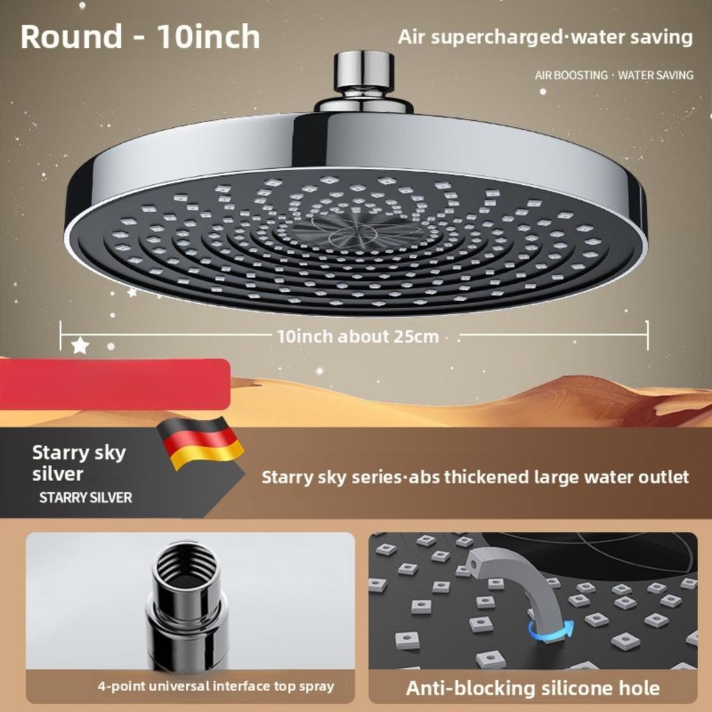Top Spray Large Water Volume Pressurized Shower Showerhead, Pressurized Single Head Showerhead for Showering, Household Shower Showerhead