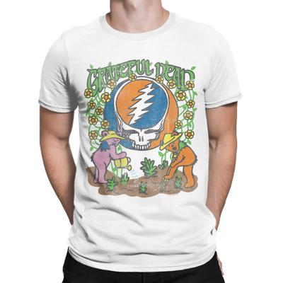 2026 Grateful Deads Ursos de Jardinagem Florescendo Vintage Banda Camiseta para Homens Moda Algodão Camiseta Manga Curta Roupas