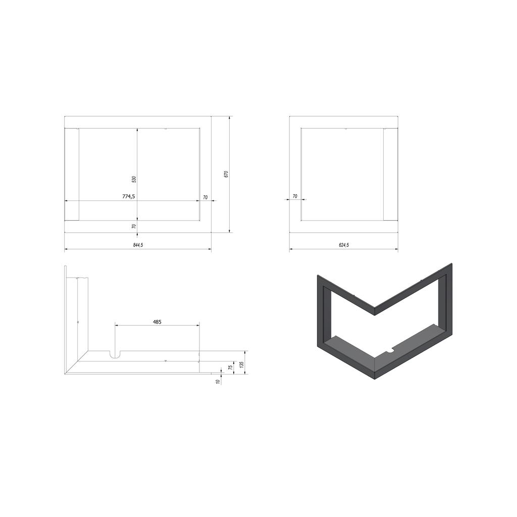 Rám pro kamna VNL/700/480 ce šířka rámu 70 mm