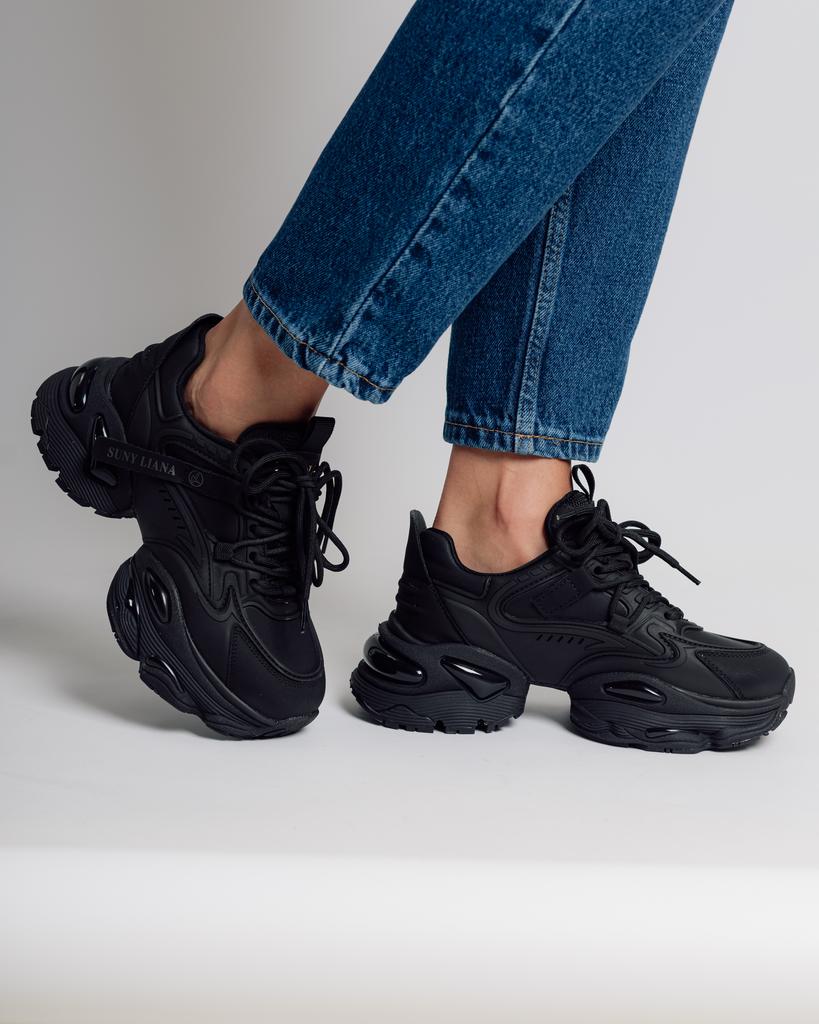 Women's Sneakers Suny Liana 6100 36 Black Leather Textile