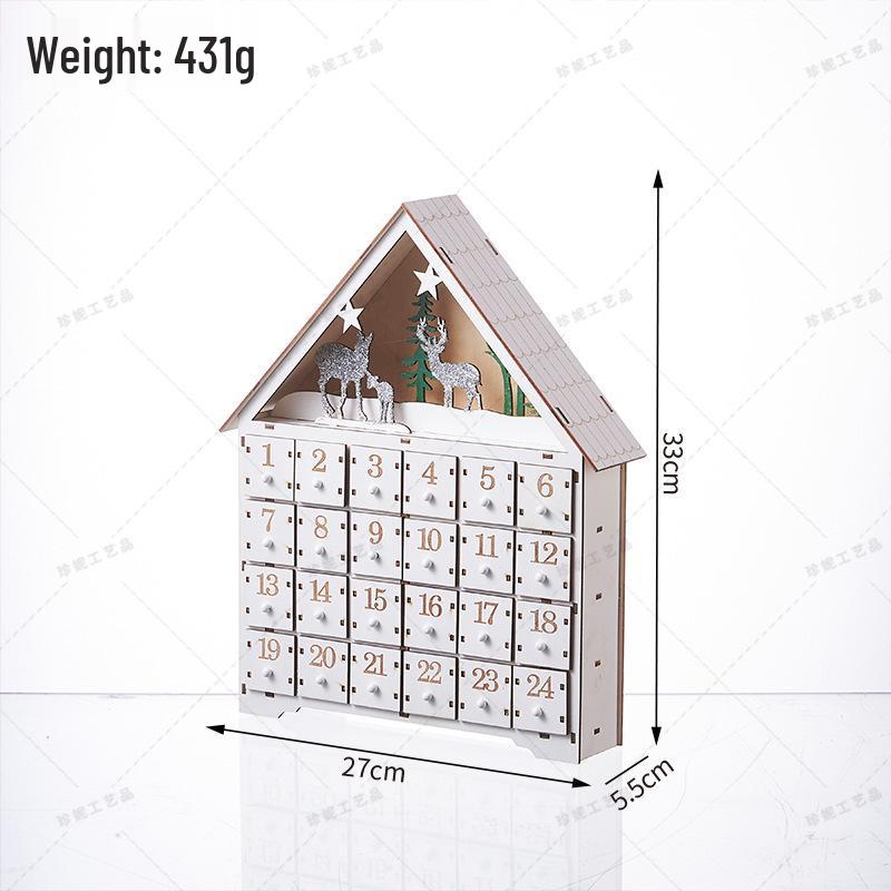 White 24-Day Christmas Countdown Calendar Ornament for Home Decorations