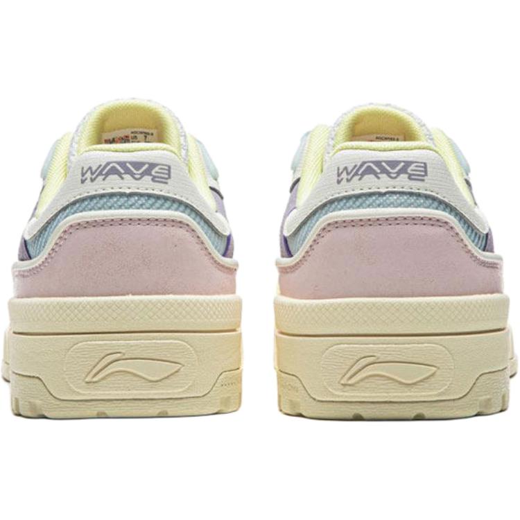 Li Ning Wei Wu Sport Thick Sole Casual Fashion Low Top Skate Shoes Women Sneaker White Yellow AGCW162-2