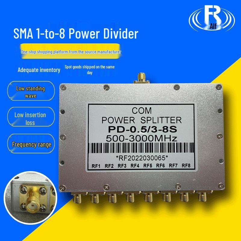 SMA RF 0.5-3GHz Microstrip Power Divider 1-to-8 High-Frequency Passive Splitter
