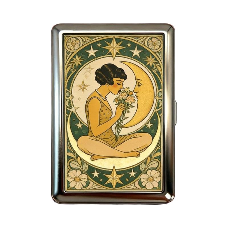 Portable Artistic Card Wallet Sturdy Metal Credit Card Organizers Traditional Art Storage Case Ideal For Travel And Gifts