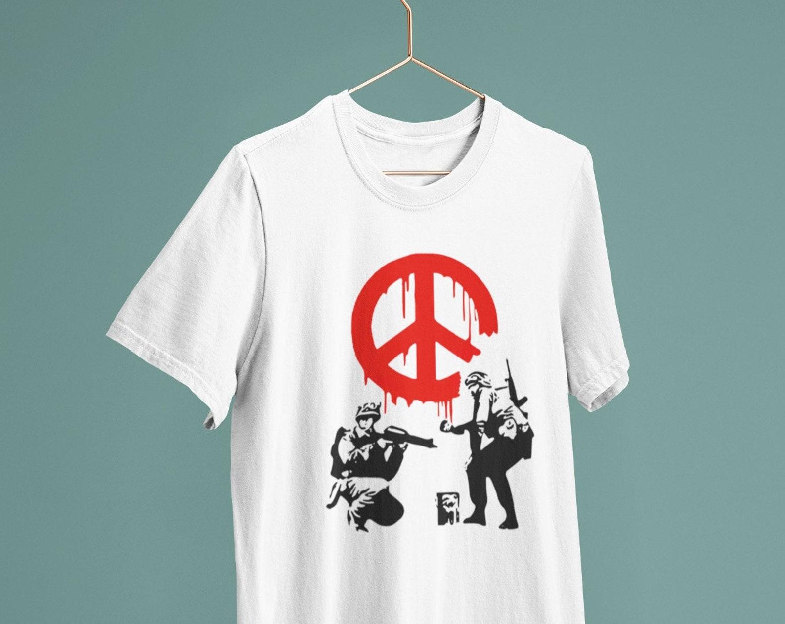 Banksy CND Soldiers / Heavyweight cotton unisex T shirt with print tee top 2XL