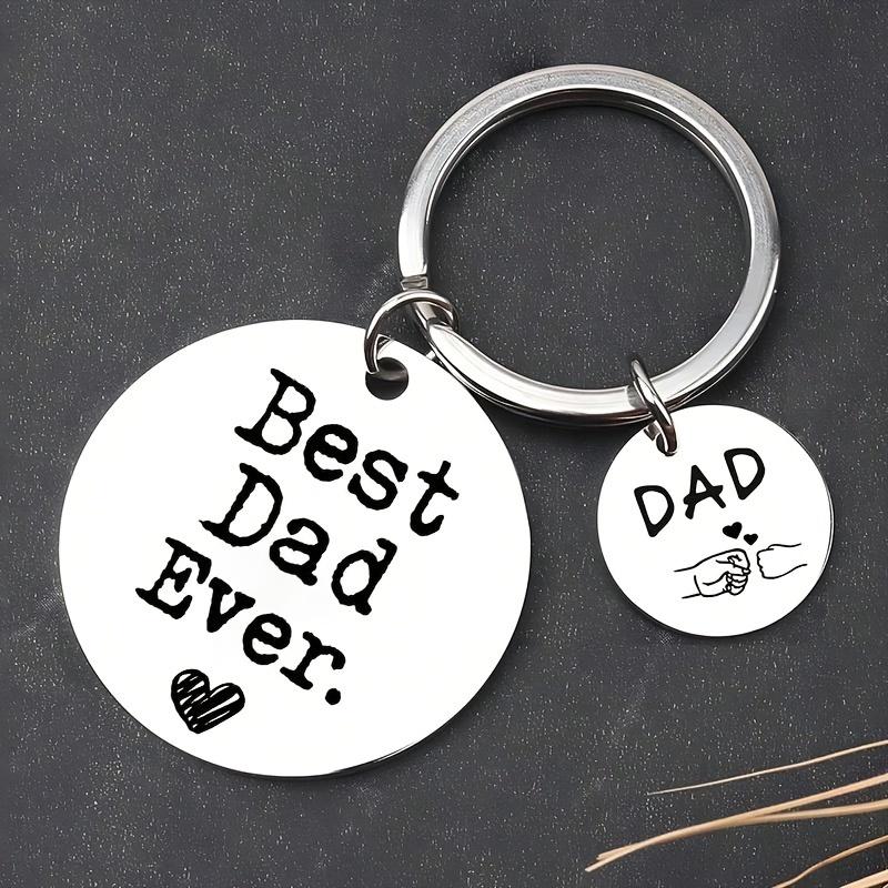 1 szt. Prezent na Dzień Ojca DAD, Zabawny i Wdzięczny Mały Prezent, Grawerowany Brelok ze Stali Nierdzewnej, Rozczulający Mały Prezent dla Taty
