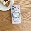 Korean Patchwork Plaid Magnetic Cat iPhone Case for iPhone 17/16 Pro Max/15 Pro